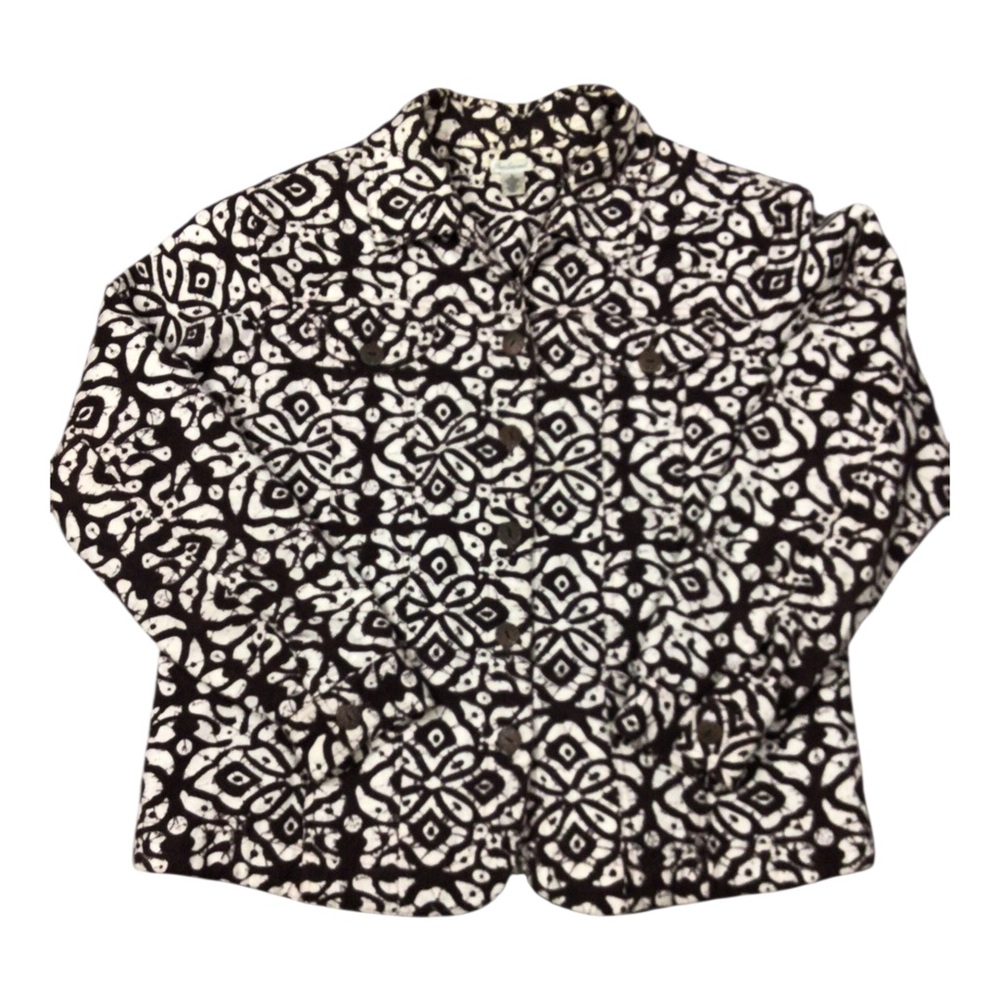 Vintage Bechamel Brown White Patterned XL Jacket Pockets Metal Buttons